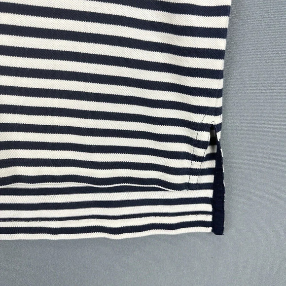 Ralph Lauren Polo Shirt Mens Large Navy Striped Shield Short Sleeve Fine Cotton - Picture 5 of 14